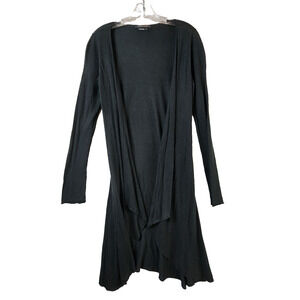 BCBG Max Azria Asymmetrical Open Front Cardigan Women Medium Black Bamboo